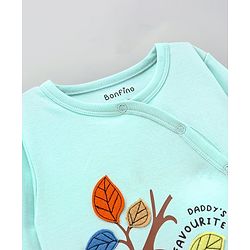 Bonfino 100% Cotton Knit Full Sleeves Sleep Suits Panda Print & Patch Work Pack of 2 - Peach & Blue