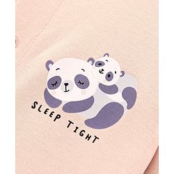 Bonfino 100% Cotton Knit Full Sleeves Sleep Suits Panda Print & Patch Work Pack of 2 - Peach & Blue