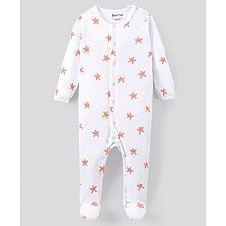 Bonfino 100% Cotton Knit Full Sleeves Sleep Suits Pack of 3 Teddy & Stars Print - Grey & White