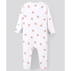 Bonfino 100% Cotton Knit Full Sleeves Sleep Suits Pack of 3 Teddy & Stars Print - Grey & White