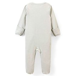 Bonfino 100% Cotton Knit Full Sleeves Sleep Suits Pack of 3 Teddy & Stars Print - Grey & White