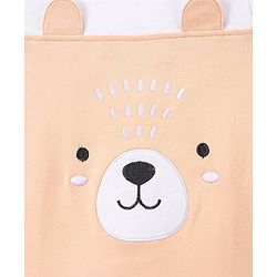 Bonfino 100% Cotton Knit Full Sleeves Sleep Suits Pack of 3 Teddy & Stars Print - Grey & White