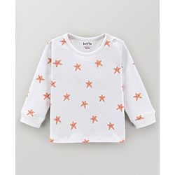 Bonfino 100% Cotton Full Sleeves Night Suit Bear & Stars Print Pack of 3- White