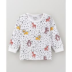 Bonfino 100% Cotton Full Sleeves Night Suit Bear & Stars Print Pack of 3- White
