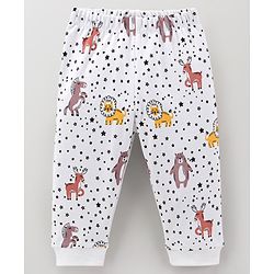 Bonfino 100% Cotton Full Sleeves Night Suit Bear & Stars Print Pack of 3- White