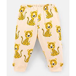 Bonfino 100% Cotton Full Sleeves Night Suit Leopard & Zebra Print Pack of 3- Peach & White