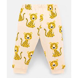 Bonfino 100% Cotton Full Sleeves Night Suit Leopard & Zebra Print Pack of 3- Peach & White