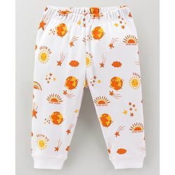 Bonfino 100% Cotton Full Sleeves Night Suit Sun & Rainbow Print Pack of 3- Orange & Peach
