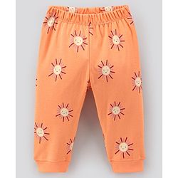 Bonfino 100% Cotton Full Sleeves Night Suit Sun & Rainbow Print Pack of 3- Orange & Peach