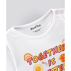 Bonfino 100% Cotton Full Sleeves Night Suit Sun & Rainbow Print Pack of 3- Orange & Peach