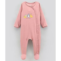 Bonfino 100% Cotton Full Sleeves Animal Print Sleep Suits Pack of 2 - Peach & White