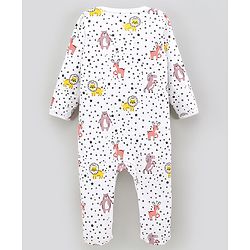 Bonfino 100% Cotton Full Sleeves Animal Print Sleep Suits Pack of 2 - Peach & White