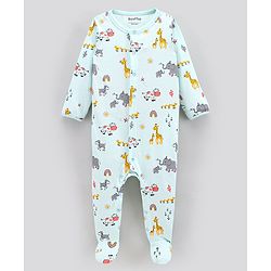Bonfino 100% Cotton Full Sleeves Sleep Suits Animal Print Pack of 2 - Off White