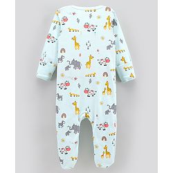 Bonfino 100% Cotton Full Sleeves Sleep Suits Animal Print Pack of 2 - Off White
