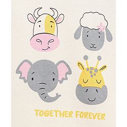 Bonfino 100% Cotton Full Sleeves Sleep Suits Animal Print Pack of 2 - Off White