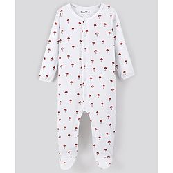 Bonfino 100% Cotton Full Sleeves Sleep Suits Fruits Print Pack of 2 - White & Offwhite