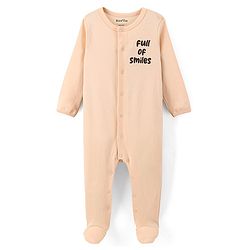 Bonfino 100% Cotton Knit Full Sleeves Sleep Suits Stars Print Pack of 2 - White & Beige