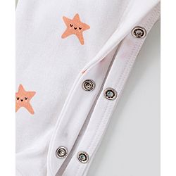 Bonfino 100% Cotton Knit Full Sleeves Sleep Suits Stars Print Pack of 2 - White & Beige