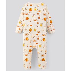Bonfino 100% Cotton Knit Full Sleeves Sleep Suits Planets Print Pack of 2 - Off White & Beige