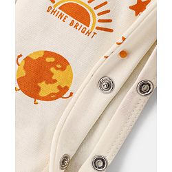 Bonfino 100% Cotton Knit Full Sleeves Sleep Suits Planets Print Pack of 2 - Off White & Beige