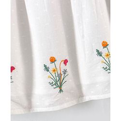 Bonfino Cotton Schiffli Half Sleeves Frock with Embroidery - White