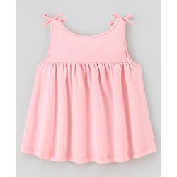 Bonfino Sleeveless Embroidered Frock Style Top With Ankle Length Legging with Bow Applique - Pink