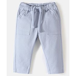 Bonfino Cotton Elastane Full Length Solid Trousers - Blue