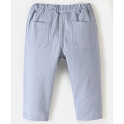 Bonfino Cotton Elastane Full Length Solid Trousers - Blue