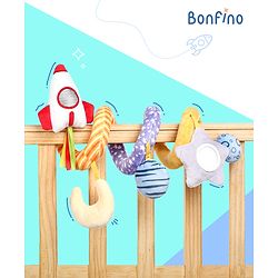 Bonfino Spiral Rocket Stroller Activity Toy | Bright Colours | Made with High Quality Materials | Child Safe | Multicolour | BIS Certified