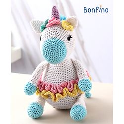 Bonfino 22 cm Crochet Unicorn Handmade Toy for Children | Soft Stuffed Toys for Girls & Boys | Best eco-Friendly Gifting & Decor Item | BIS Certified