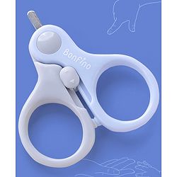 Bonfino Nail Trimming Scissors with Safety Lock - Grey| Rounded Tip| Specially Crafted for Little Hands| No Sharp Edges| Compact & Travel Friendly| Safe for New Born
