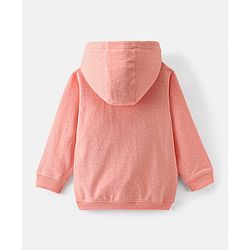 Bonfino 100% Cotton French Terry Fabric Hooded Full Sleeves Sweatshirt with Garden Theme Applique Embroidery - Coral Pink
