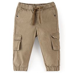 Bonfino Cotton Elastane Woven Ankle Length Trouser With Front Flap Pockets- Beige & Brown