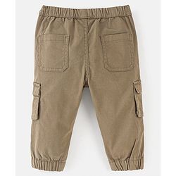 Bonfino Cotton Elastane Woven Ankle Length Trouser With Front Flap Pockets- Beige & Brown