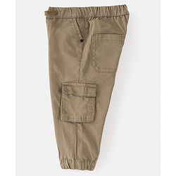 Bonfino Cotton Elastane Woven Ankle Length Trouser With Front Flap Pockets- Beige & Brown