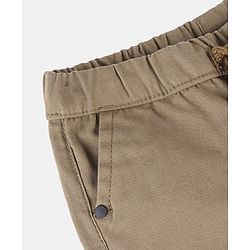 Bonfino Cotton Elastane Woven Ankle Length Trouser With Front Flap Pockets- Beige & Brown
