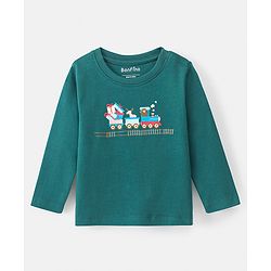 Bonfino 100% Cotton Full Sleeves Animal Print Night Suit - Green