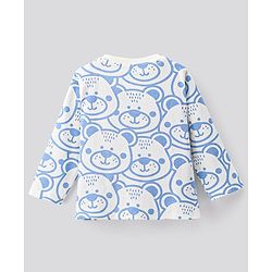 Bonfino 100% Cotton Knit Full Sleeves T-shirts & Lounge Pant Sets Bear Print - Snow White