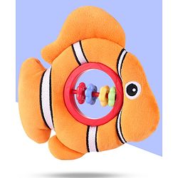 Bonfino Plush Fish Rattle Toy| Non Toxic for Babies| Colorful Animal Rattle for New Born Baby |Development Toy for Infants |Sound Toys for Babies |Best Birthday Gift - Orange