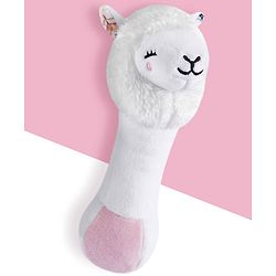Bonfino Plush Lama Rattle Toy | Non Toxic Toy for Baby| Soft Animal Rattle for New Born Baby | Development Toy for Infants 0 to 24 Months | Sound Toys for Babies |Best Birthday Gift - White & Pink