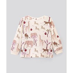 Bonfino 100% Cotton Knit Full Sleeves T-Shirt & Pyjama Co-Ord Night Suit with Animal & Polka Dots Print Pack of 3 - Peach Ivory Lilac