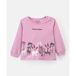 Bonfino 100% Cotton Knit Full Sleeves T-Shirt & Pyjama Co-Ord Night Suit with Animal & Polka Dots Print Pack of 3 - Peach Ivory Lilac
