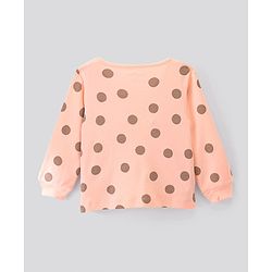 Bonfino 100% Cotton Knit Full Sleeves T-Shirt & Pyjama Co-Ord Night Suit with Animal & Polka Dots Print Pack of 3 - Peach Ivory Lilac