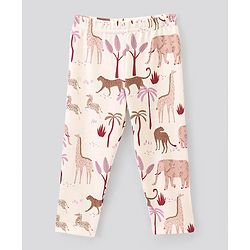 Bonfino 100% Cotton Knit Full Sleeves T-Shirt & Pyjama Co-Ord Night Suit with Animal & Polka Dots Print Pack of 3 - Peach Ivory Lilac