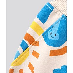 Bonfino 100% Cotton Full Sleeves Sweatshirt & Track Pant Set Fox & Sheep Print- Beige
