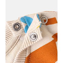 Bonfino 100% Cotton Full Sleeves Sweatshirt & Track Pant Set Fox & Sheep Print- Beige