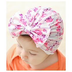 Bonfino Free Size Head Turbans Floral Print With Bow Multicolor - Diameter 13 cm
