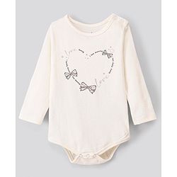 Bonfino 100% Cotton Knit Full Sleeves Onesies Bow Print Pack of 3 - Ivory & Pink