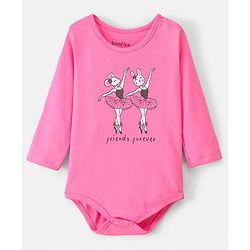 Bonfino 100% Cotton Knit Full Sleeves Onesies Bow Print Pack of 3 - Ivory & Pink