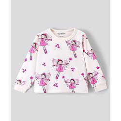 Bonfino 100% Cotton Full Sleeves Night Suit Fairy Print Pack of 3 - Pink & Ivory